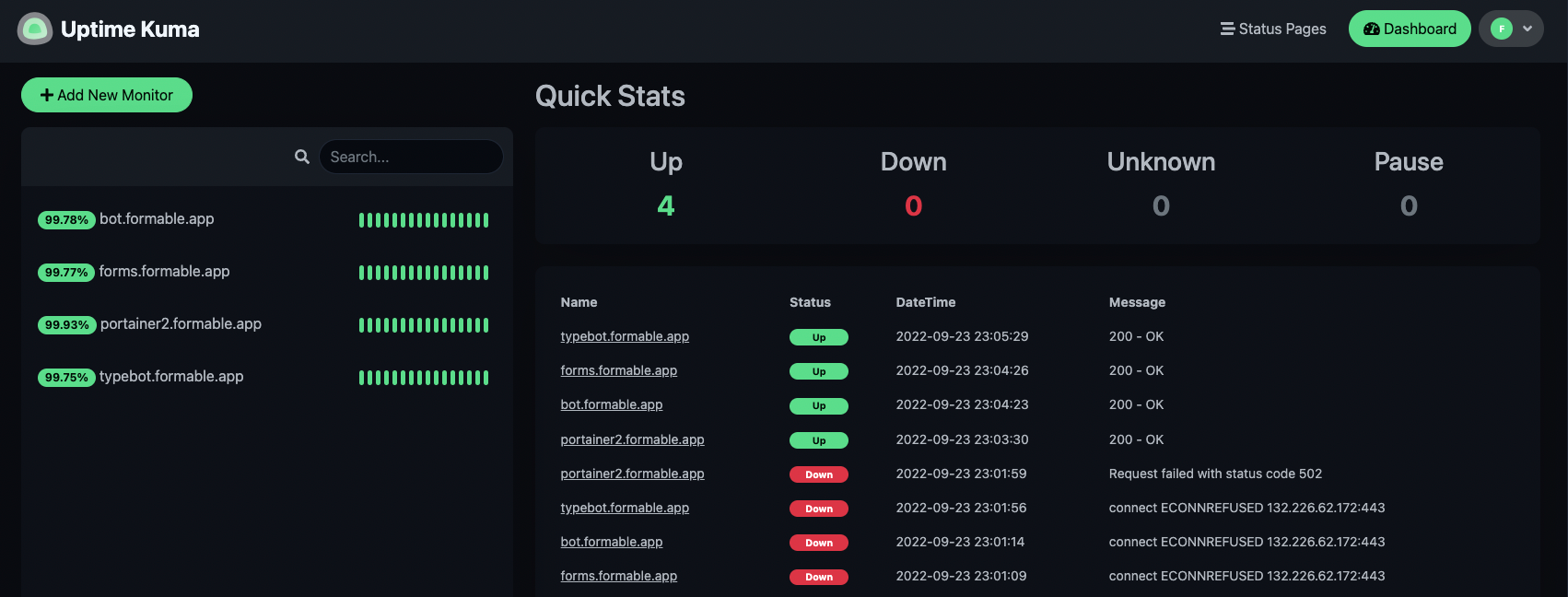 Monitoring with Uptime Kuma