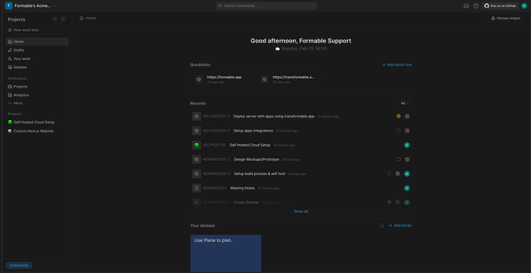 Plane for Self-Hosted Teams: Managing Infrastructure + Website Projects